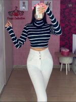 کراپ یقه اسکی راهراه - تصویر 3